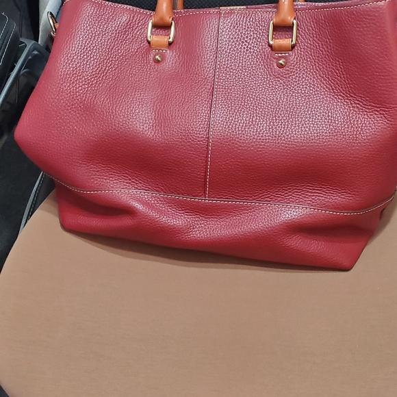 Dooney & Bourke Red and Tan Chelsea Leather Tote - Picture 2 of 8